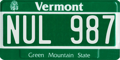 VT license plate NUL987