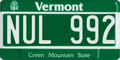 VT license plate NUL992