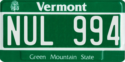 VT license plate NUL994