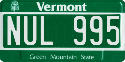VT license plate NUL995