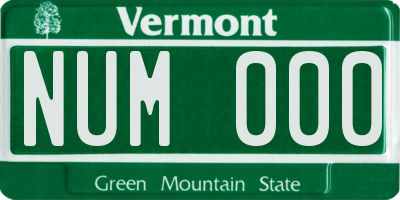 VT license plate NUM000