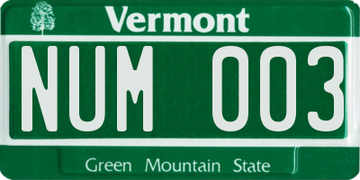VT license plate NUM003