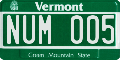 VT license plate NUM005