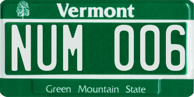 VT license plate NUM006