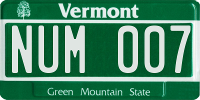 VT license plate NUM007