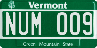 VT license plate NUM009