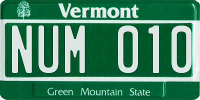 VT license plate NUM010