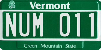 VT license plate NUM011