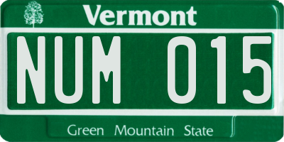 VT license plate NUM015
