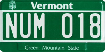VT license plate NUM018