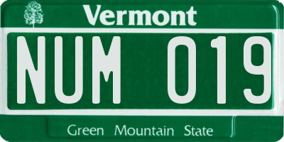 VT license plate NUM019