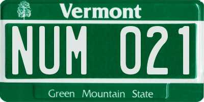 VT license plate NUM021