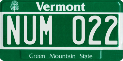 VT license plate NUM022