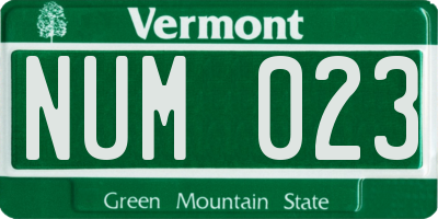 VT license plate NUM023