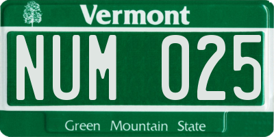 VT license plate NUM025