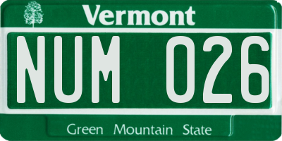 VT license plate NUM026