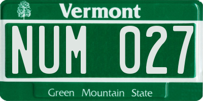 VT license plate NUM027
