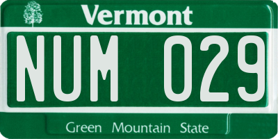 VT license plate NUM029