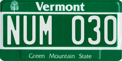 VT license plate NUM030