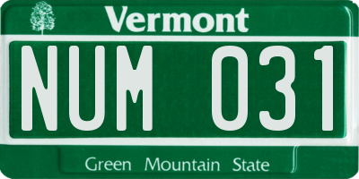 VT license plate NUM031