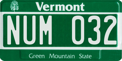 VT license plate NUM032