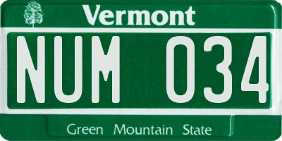 VT license plate NUM034