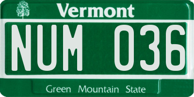 VT license plate NUM036