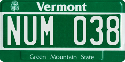 VT license plate NUM038