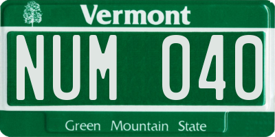 VT license plate NUM040