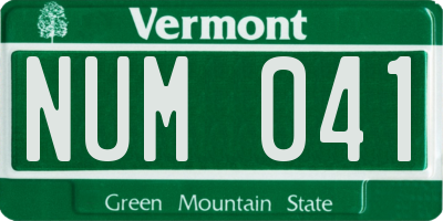 VT license plate NUM041