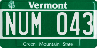 VT license plate NUM043