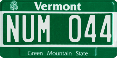 VT license plate NUM044