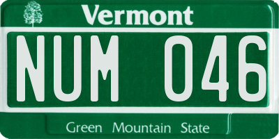 VT license plate NUM046