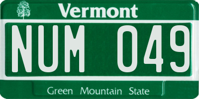 VT license plate NUM049
