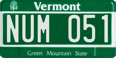 VT license plate NUM051