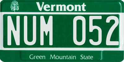 VT license plate NUM052