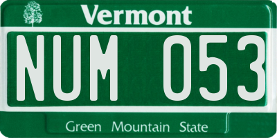 VT license plate NUM053