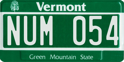 VT license plate NUM054