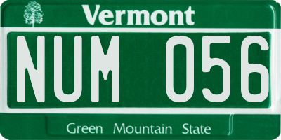 VT license plate NUM056