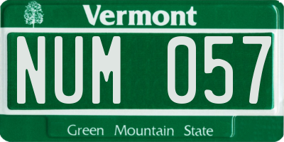 VT license plate NUM057