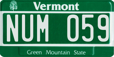 VT license plate NUM059