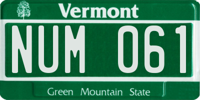 VT license plate NUM061