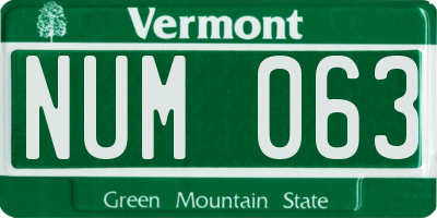 VT license plate NUM063