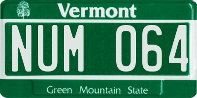 VT license plate NUM064