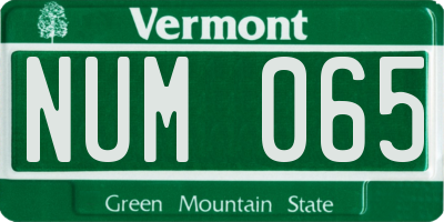 VT license plate NUM065