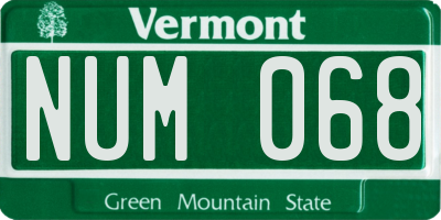 VT license plate NUM068