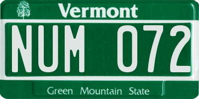 VT license plate NUM072