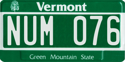 VT license plate NUM076