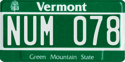 VT license plate NUM078