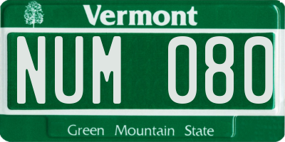 VT license plate NUM080